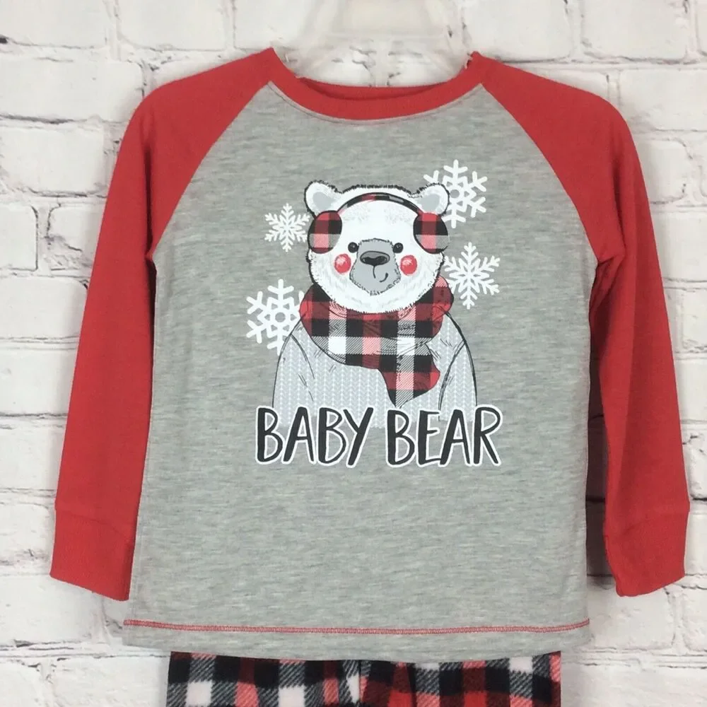 Buffalo Plaid Pajamas Boys BABY BEAR PJs Size 4t Sleepwear Flame Resistant
